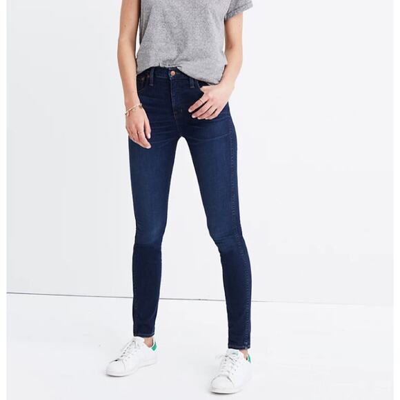 New Madewell Denim 10" High Rise Skinny Leg Jeans Dark Wash Capsule - Picture 1 of 12
